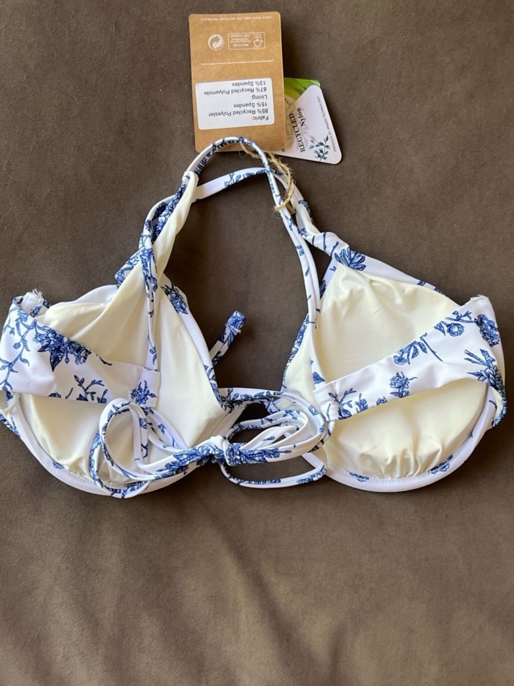 White & Blue Floral High-Waist Bikini Set - Picture 4 of 5